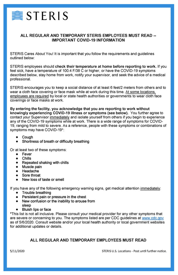 Employee Must Read COVID-19 Information