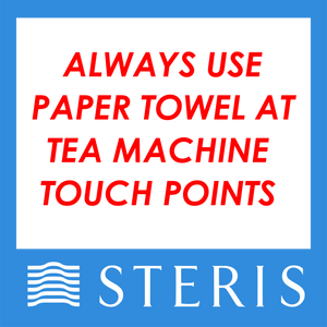 Tea Machine Touch Points - Always Use Paper Towel - Removable Wall Graphic